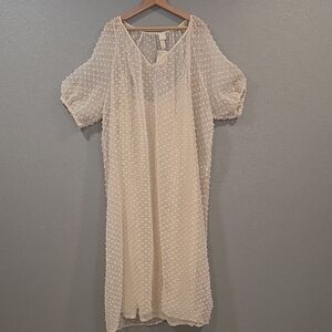 H&M Sheer White Polka Dot Blouse